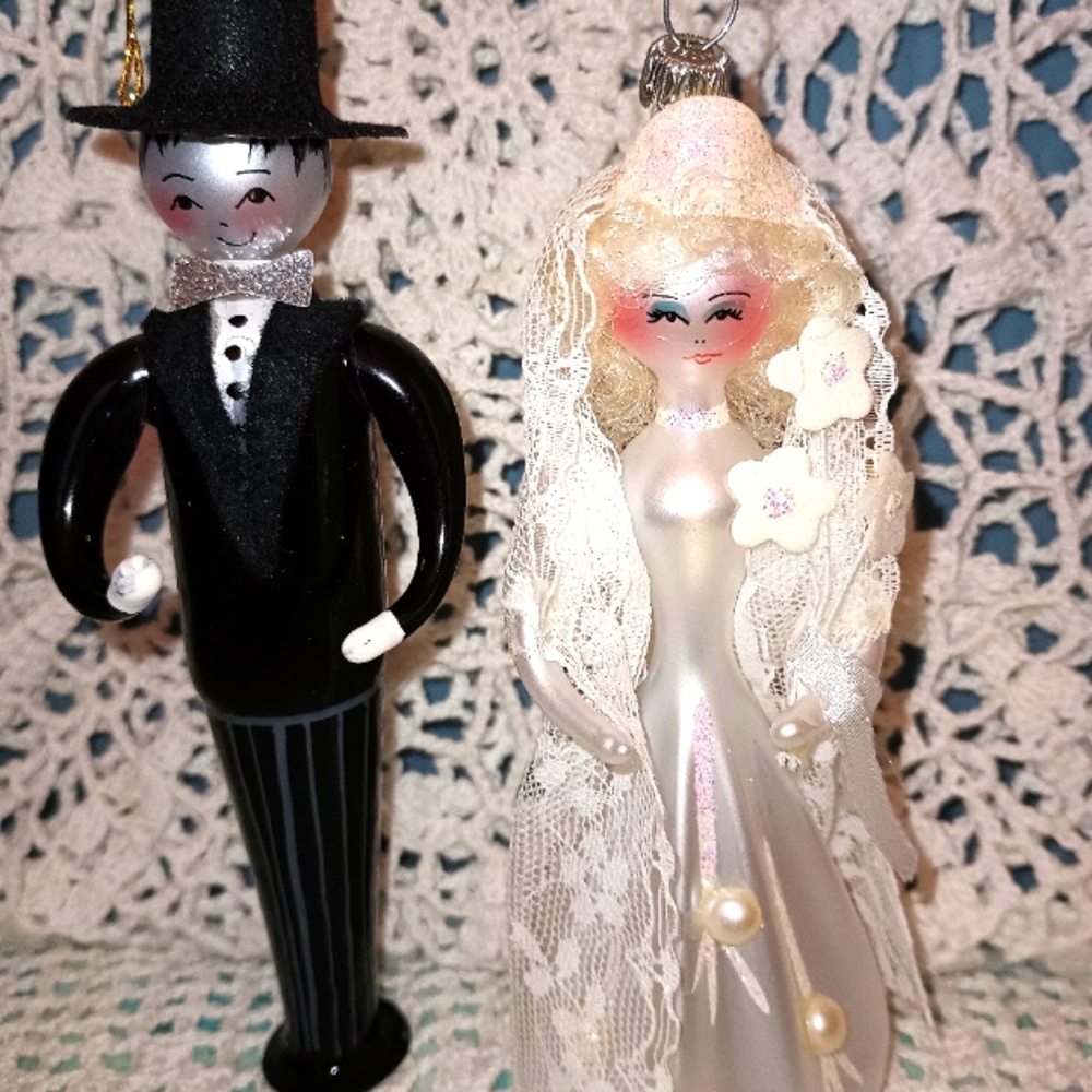 Bride and Groom Glass Figurines